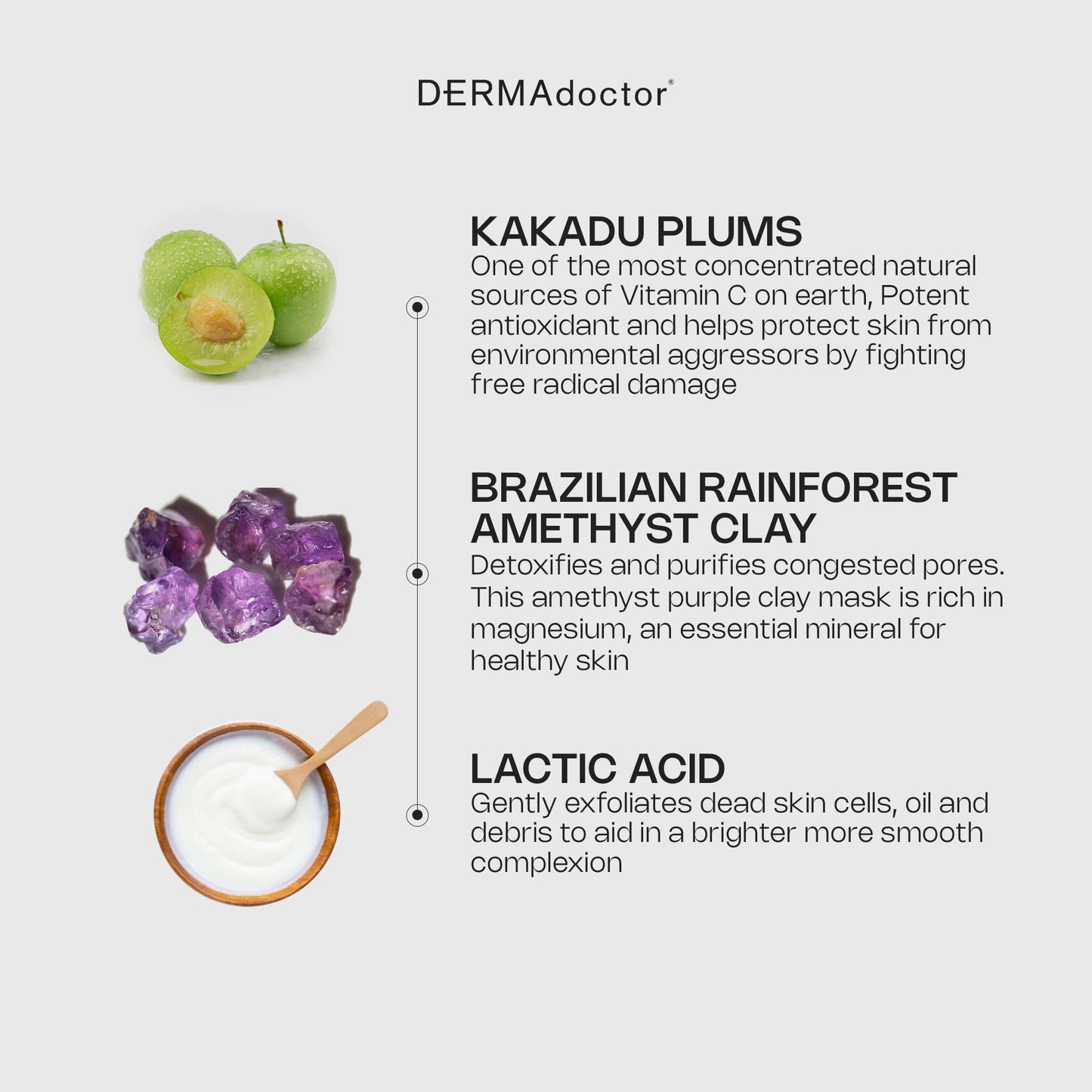 DERMAdoctor Clay Mask for Face with Bentonite & Kaolin Clay – Vitamin C Mask for Face, Pore Minimizer, Facial Detox, Facial Oil Remover, Illuminator, Acne Scar care - 15 Minutes - 1.69 oz