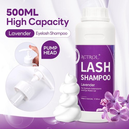 ACTROL Lash Shampoo Lavender 500ml Eyelash Shampoo Lash Wash Shampoo Lash Cleanser Foam