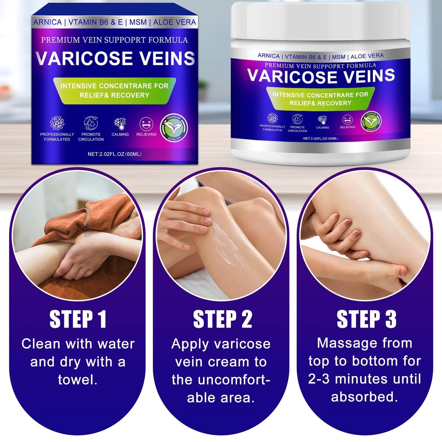 Yongsenina Varicose Veins Cream, Vein Cream & Spider Veins Treatment for Legs, Improves Blood Circulation and Relief From Heavy Fatigued Leg, Refreshing and Non-Sticky, 1Pack