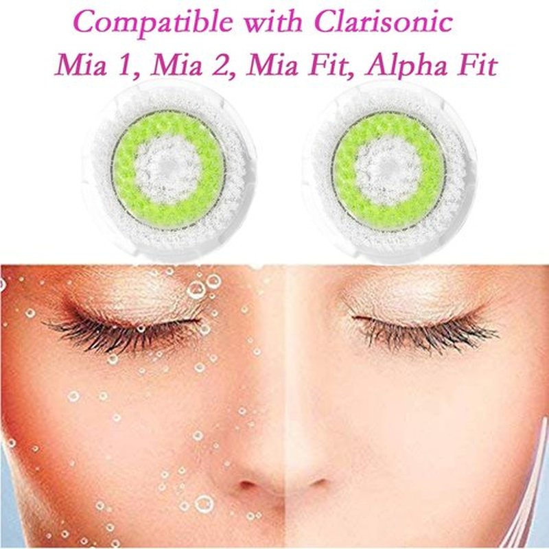 Azonbey Brush Head Replacements Compatible with Clarisonic Mia 1, Mia 2, Mia Fit, Alpha Fit, Smart Profile Uplift and Alpha Fit Face Cleaning Brush Heads (Green-2Pack)