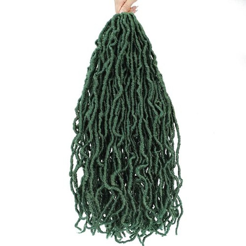 Soft Locs Crochet Hair 24Inch 2 Packs Faux Locs Crochet Hair Pre Looped Green Color Synthetic Hair Extension for Women (24Inch, 2Packs Green) …