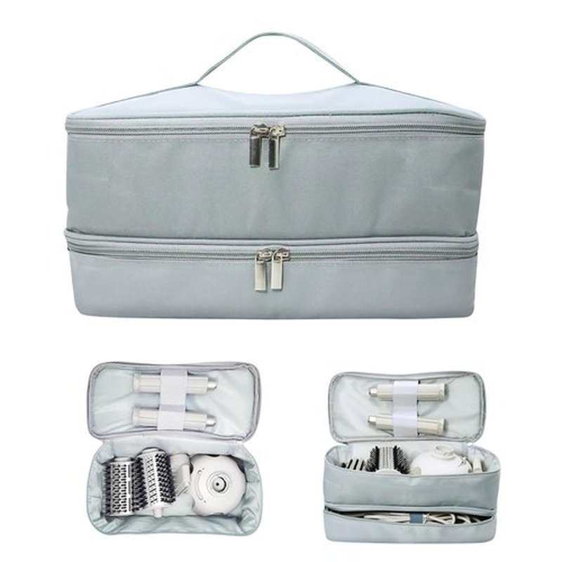 GENCAM Double-Layer Carrying Case for Shark Flexstyle, Travel Case for Shark SpeedStyle, Portable Storage Organizer bag for Shark Flexstyle FlexFusion/Dyson Airwrap Styler and Attachments (Gray)