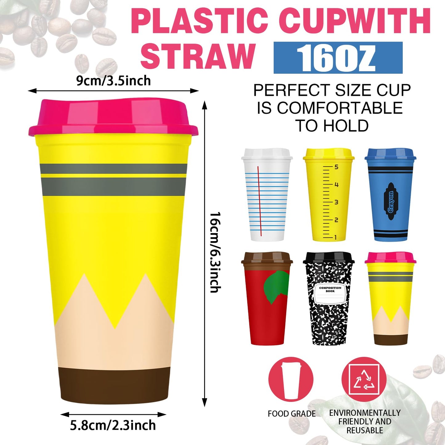 Skylety 12 Pcs Teacher Appreciation Gifts Teacher Gifts Bulk Back to School Teachers Deals Reusable Plastic Coffee Cup with Lid for First Day of School Party Decorations (Elegant)