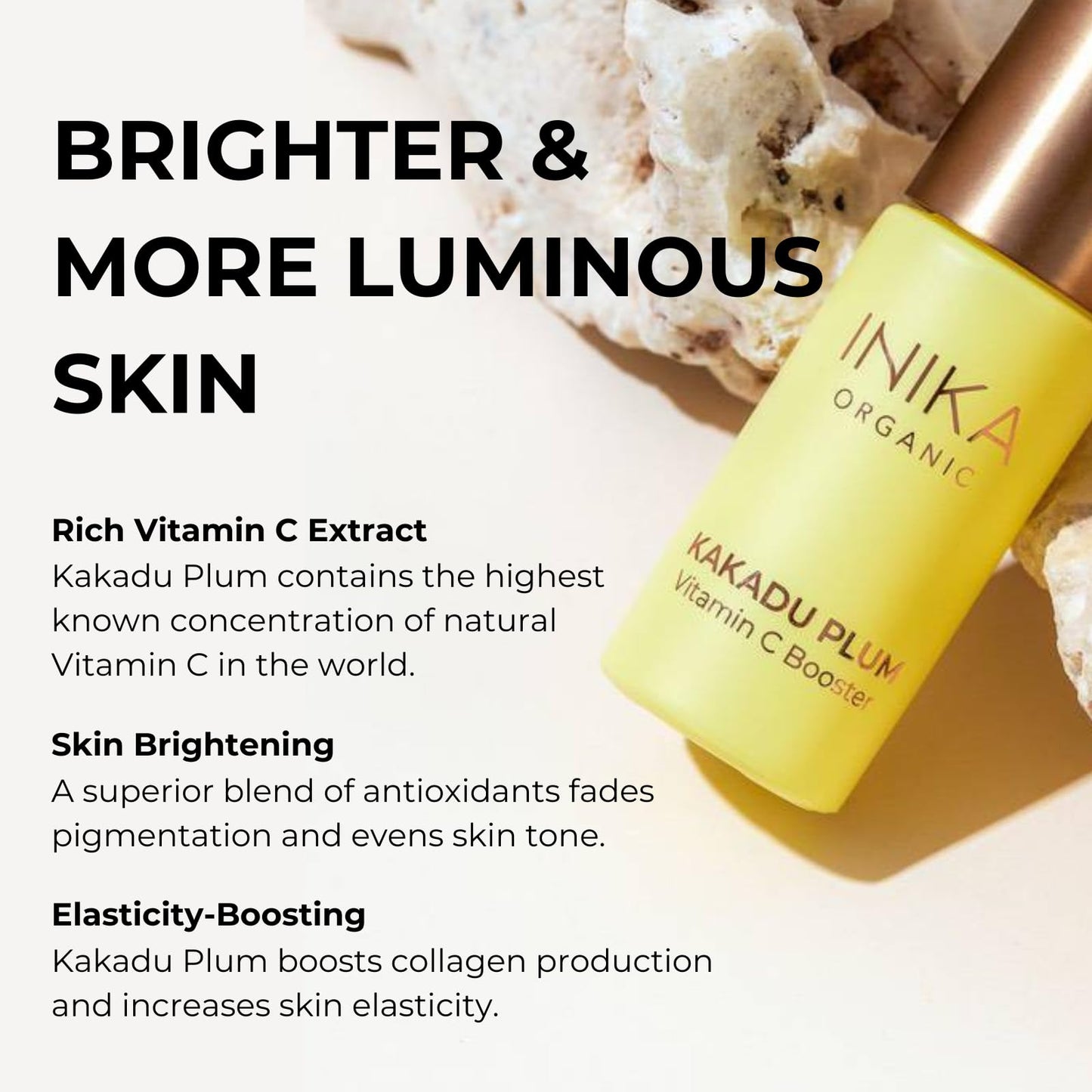 INIKA Organic Kakadu Plum Vitamin C Booster | Clinically-Proven, Oil-Free, Bannish Dullness, Even Skin Tone, Minimize Signs of Aging, for Luminous Skin. 100% Natural, Vegan Ingredients. 15mL