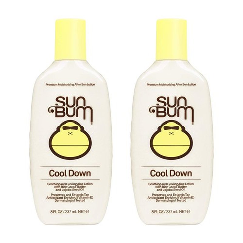 Sun Bum Cool Down Aloe Vera Lotion Vegan and Hypoallergenic After Sun Gel With Cocoa Butter To Soothe and Hydrate Sunburned Skin, 8 oz (Pack of 2)