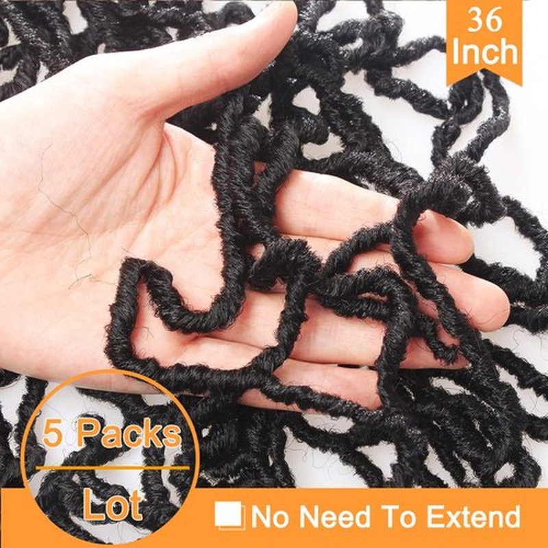 ZRQ 36 Inch Fuax Locs Crochet Hair, Pre-looped Black Soft Locs 5 Packs Goddess Locs Crochet Braids Curly Dreadlocks Extended Soft Loc Synthetic Hair Extension 1B#