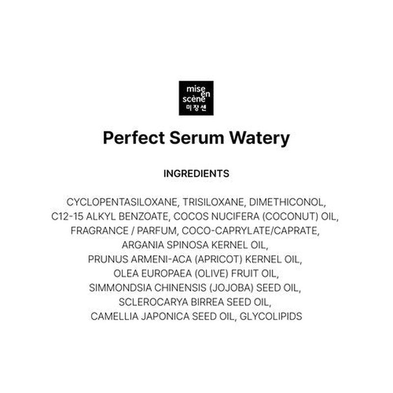 Mise En Scene Perfect Watery Serum for Hair Moisturizing - Korean Hair Argan Oils, Hair Essence for Hydrating with Citrus Scent, Derma Test Completed, 2.70 fl. Oz