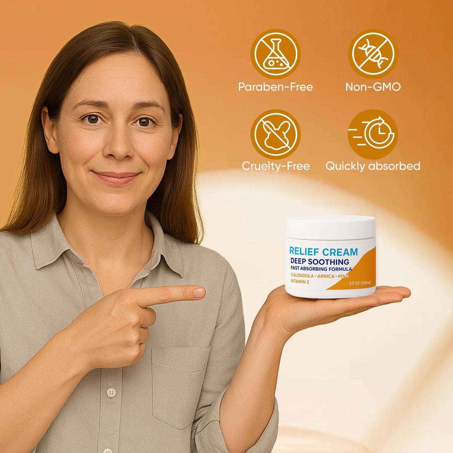 WOVOEO Carpal Tunnel Relief Cream, Herbal Nerve Relief Cream for Hands & Wrists, Non-Greasy Formula with Arnica, Emu Oil and Turmeric Oil, 3.5 oz