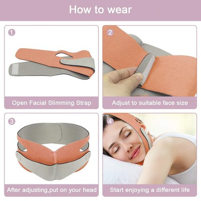 Double Chin Strap, FERNIDA V Line Chin Strap Lifting Mask Reusable Face Strap for Women and Men, Orange