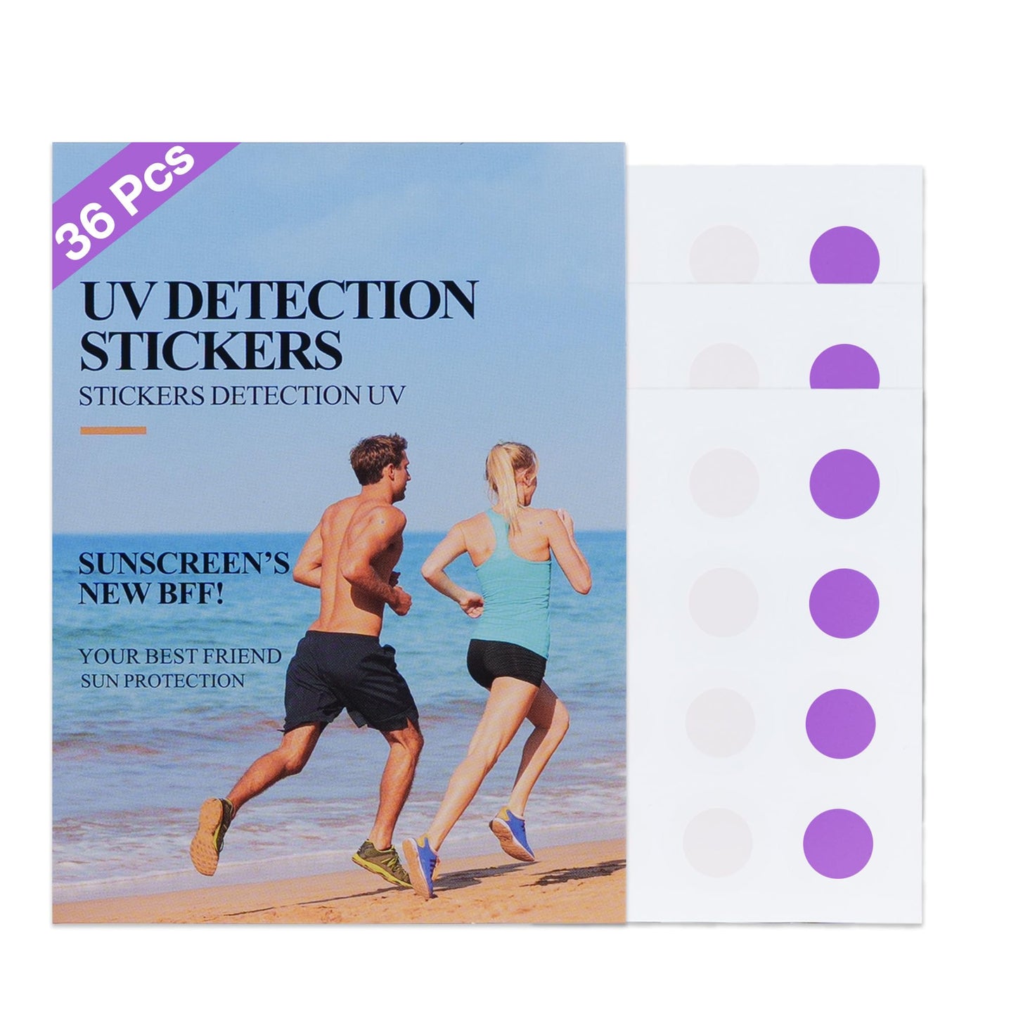 VRAIKO 36pcs UV Stickers for Sunscreen | UV Detection Stickers Sunscreen Patches | Sun Protection Reminder | Know When to Reapply and Prevent Sunburn