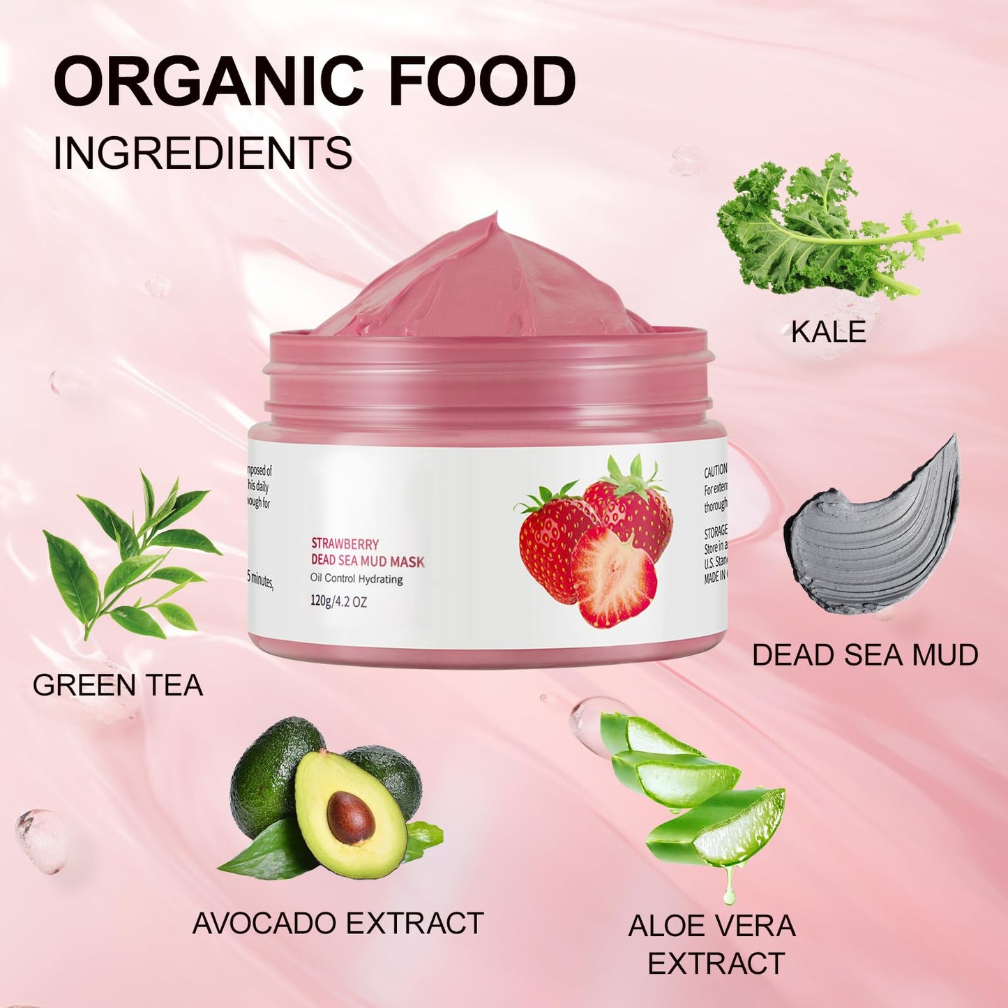 GUOYAOLIFU Clay Mud Face Mask for Women,Strawberry Dead Sea Mud Facial Mask Skincare,Deeping Cleansing,Oil Control,Hydrating Face Cleaning Clay Masks for All Skin Types (4.2OZ)