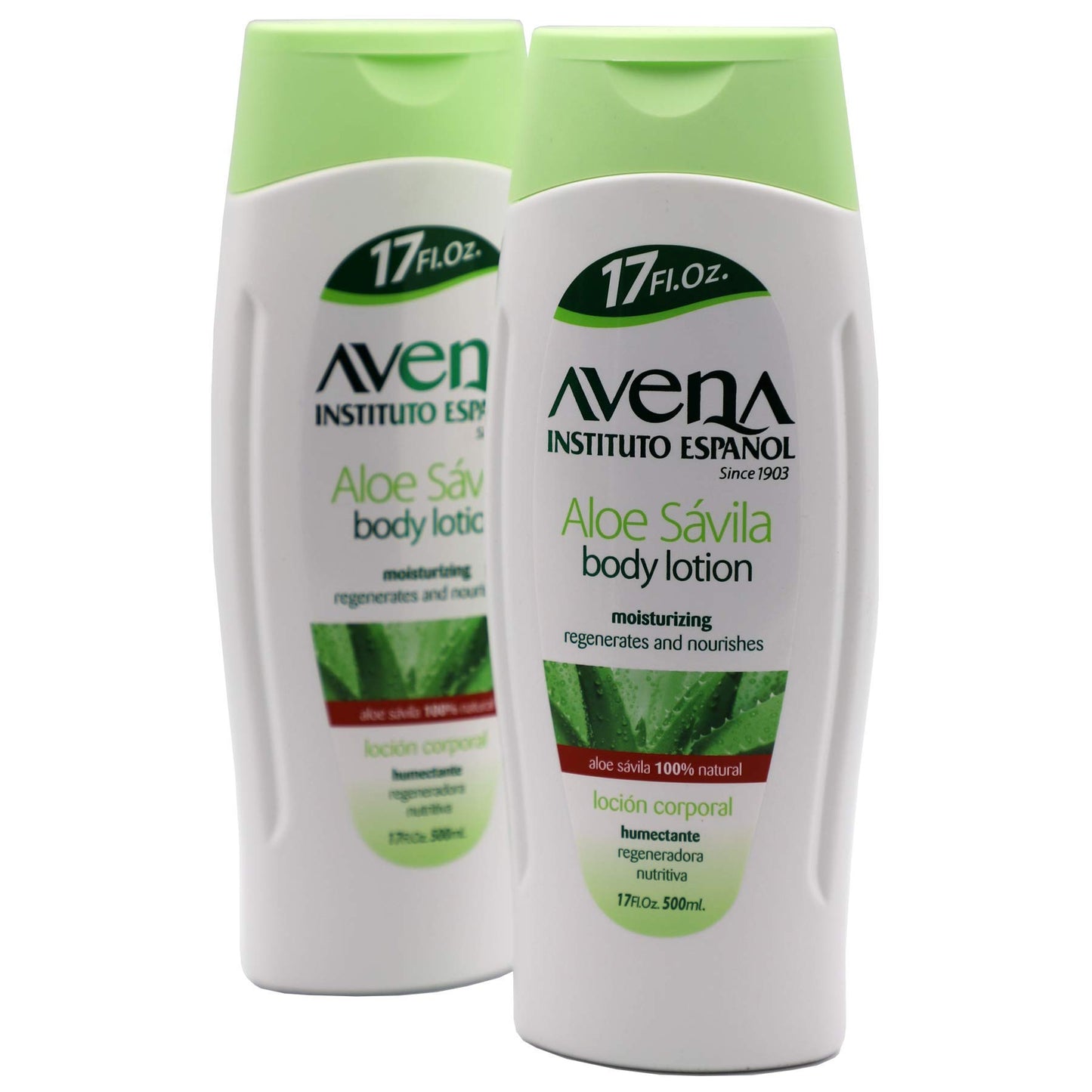 Avena Instituto Espanol Aloe Savila Body Lotion, Moisturizing, Regenerates and Nourishes, 2-pack Of 17 FL Oz each, 2 Bottles