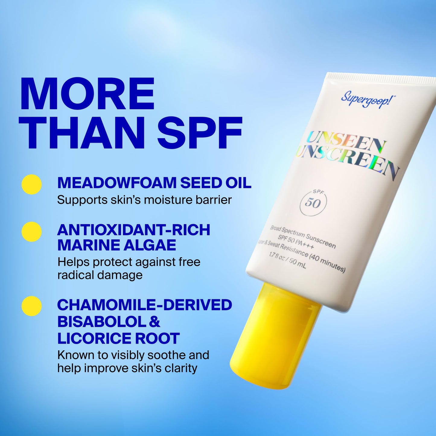 Supergoop! Unseen Sunscreen - SPF 50 - Clear & Invisible Face Sunscreen + Broad Spectrum + Makeup-Gripping Primer - Weightless, Scentless, Oil Free - For All Skin Types & Tones - 0.68 fl oz