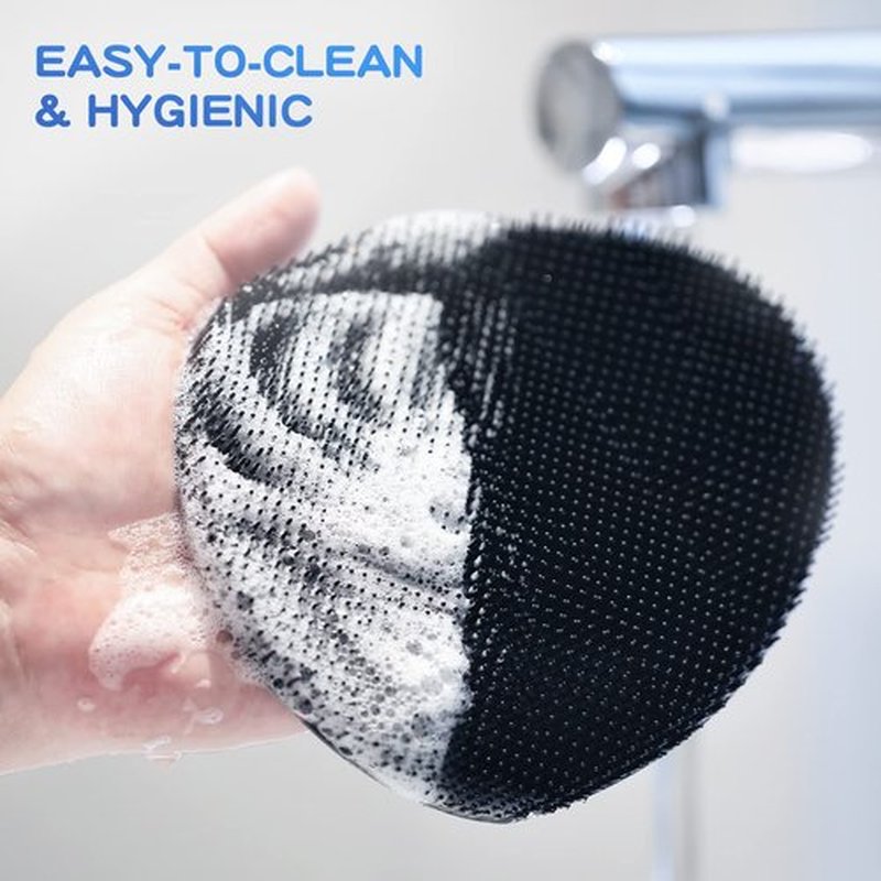 Manmihealth Silicone Back Scrubber(Thick Bristles) & Soft Bath Glove Set, Super-Exfoliating Body Scrubber & Super-Lathering Shower Brush Combination, with a Free Hook.(Gray)