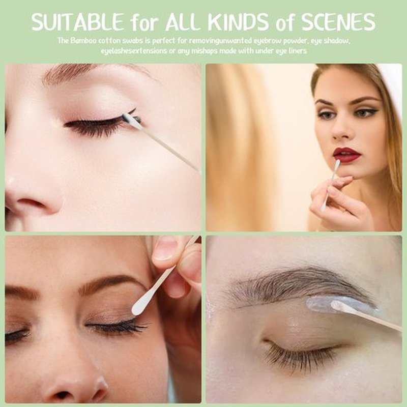 Bamboo Cotton Swabs 600 Count 3 Inch Short Double Tipped Cotton Swabs Biodegradable & Eco-friendly Cotton Double Tipped Applicators Natural Ear Sticks ﻿