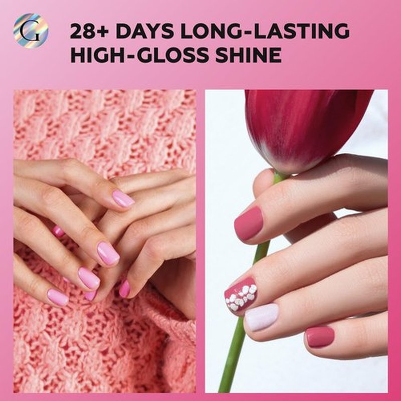 GLOSS HEMA Free Gel Polish Set | 6 Pcs Pink Gel Nail Polish with Nude Pink, Light Pink, Pink, Pastel Pink, Dark Pink, Fuchsia Colors, UV LED Gel Nail Polish, Manicure Salon DIY at Home Gifts for Girls