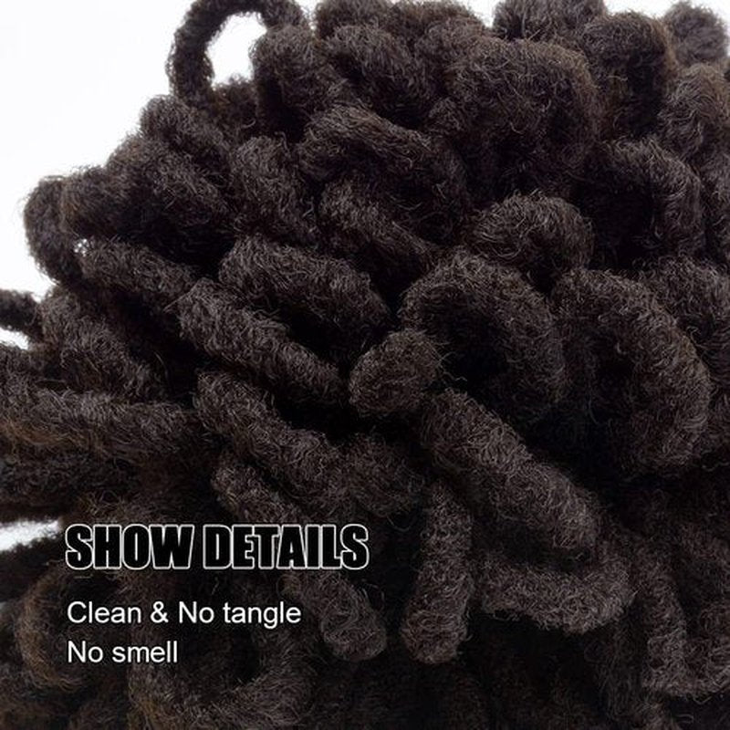 Yinmei Baibian 10inch Loc Ponytail Drawstring Petal Bun Afro Dreadlock Buns Pony Tail Curly Puff Braided Ponytails for Black Women Faux Locs Braided Bun(2#)