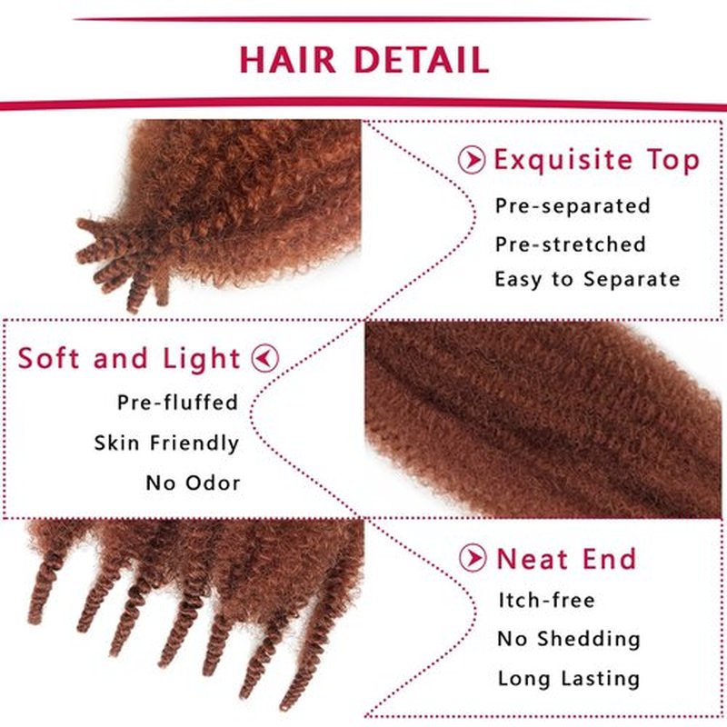 350 Wrapping Hair for Soft Locs 12 Inch Cuban Twist Hair Red Copper Springy Afro Twist Hair 8 Packs Spring Twist Hair Gingger Synthetic Pre-Fluffed Kinky Curly Braiding Hair for Passion Twist Hair