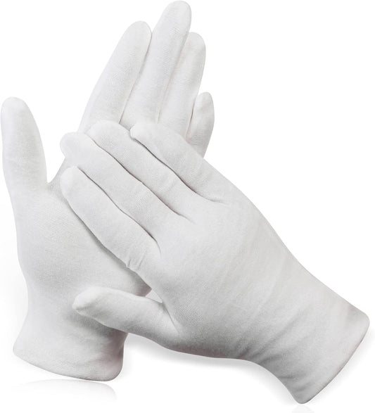 Paxcoo 12 Pairs XL White Cotton Gloves - Moisturizing Hand Spa & Eczema Care