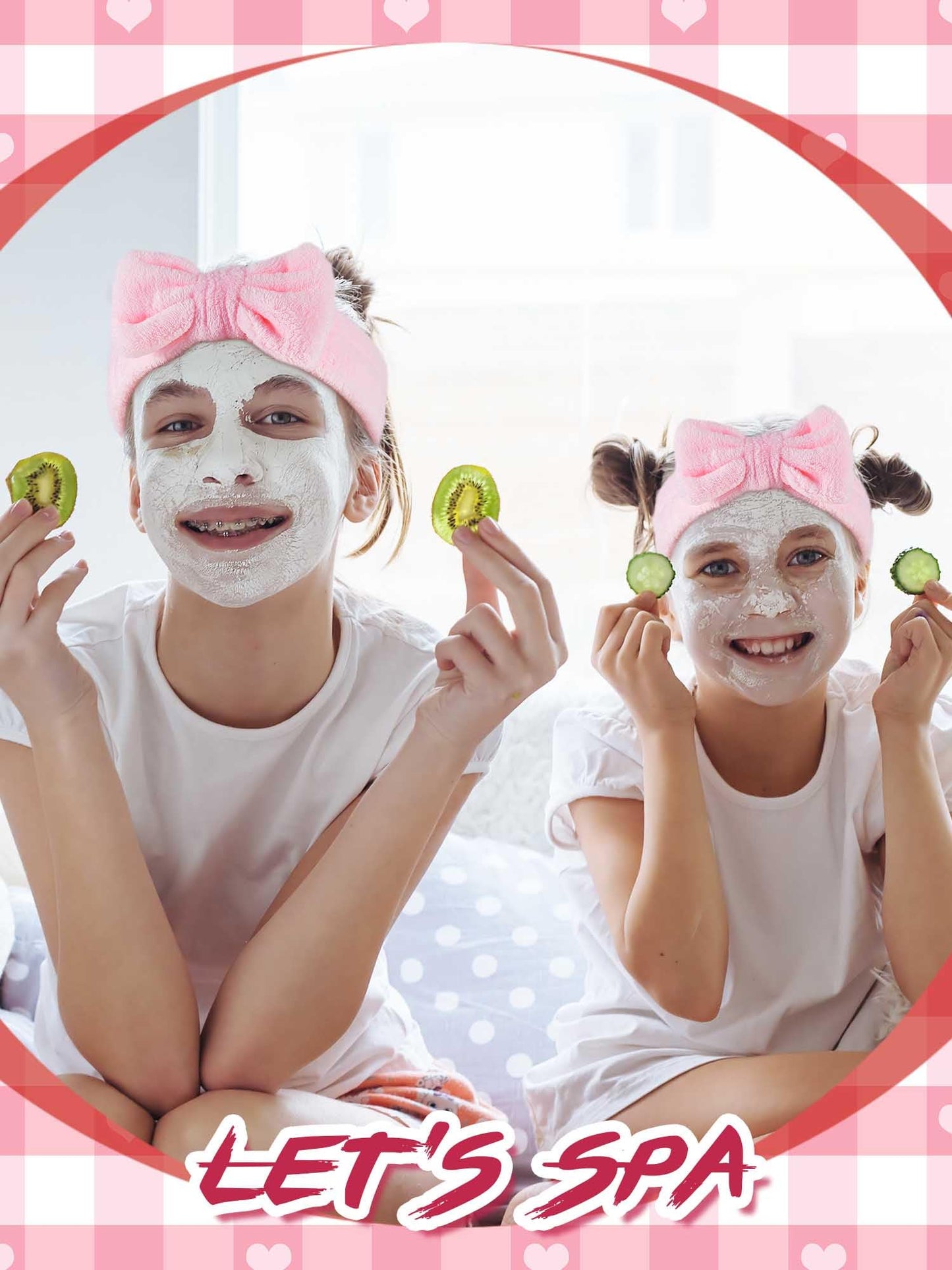 Sintuff 24 Pcs Sleepover Party Supplies for Girls 6 Spa Robes for Girls Slumber Party 6 Tote Bags 6 Headbands 6 Spa Masks(Size 10,Pink)