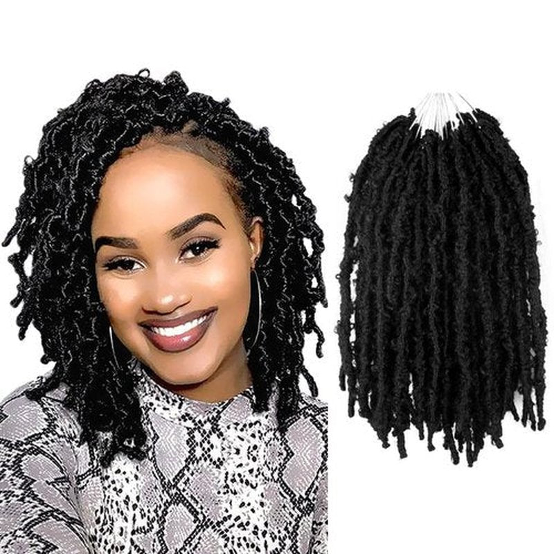 BOHOBABE Butterfly Crochet Locs 10 Inch 6 Packs Pre Looped Crochet Butterfly Locs 10 In Short Natural Black Distressed Butterfly Locs Crochet Hair (10 Inch, 1B)