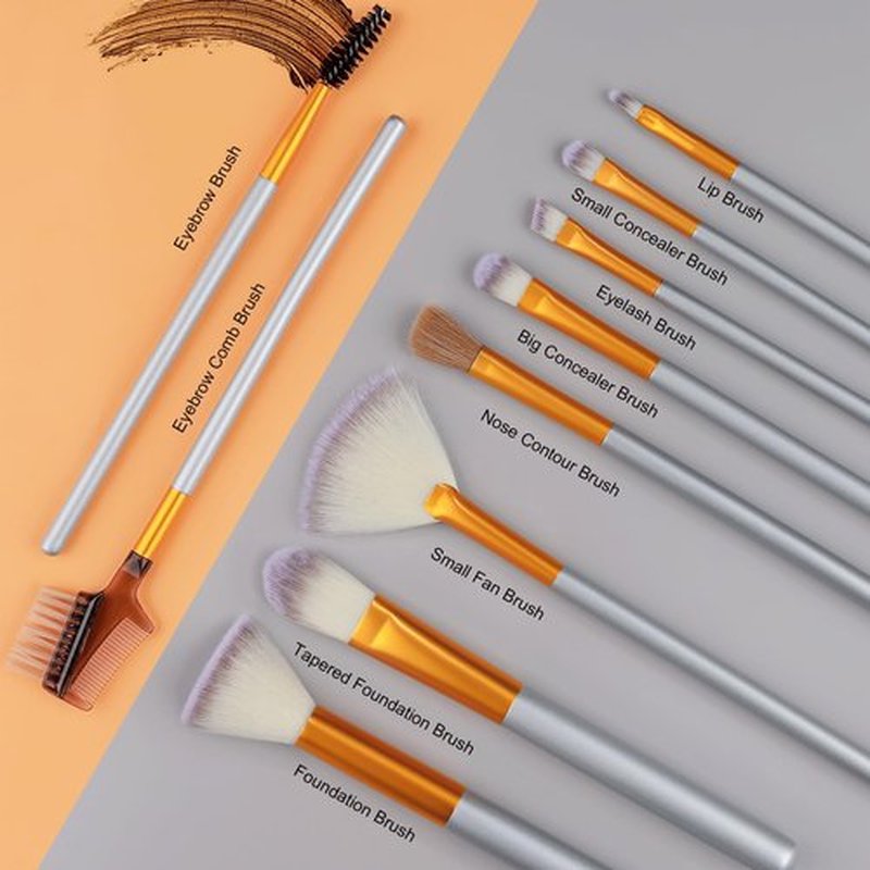 Makeup Brush Set, VANDER 24pcs Premium Synthetic Makeup Brushes for Foundation, Professional Eyeshadow, Eyeliner, Concealer Make up Brush Kit with Leather Travel Makeup bag, Champagne