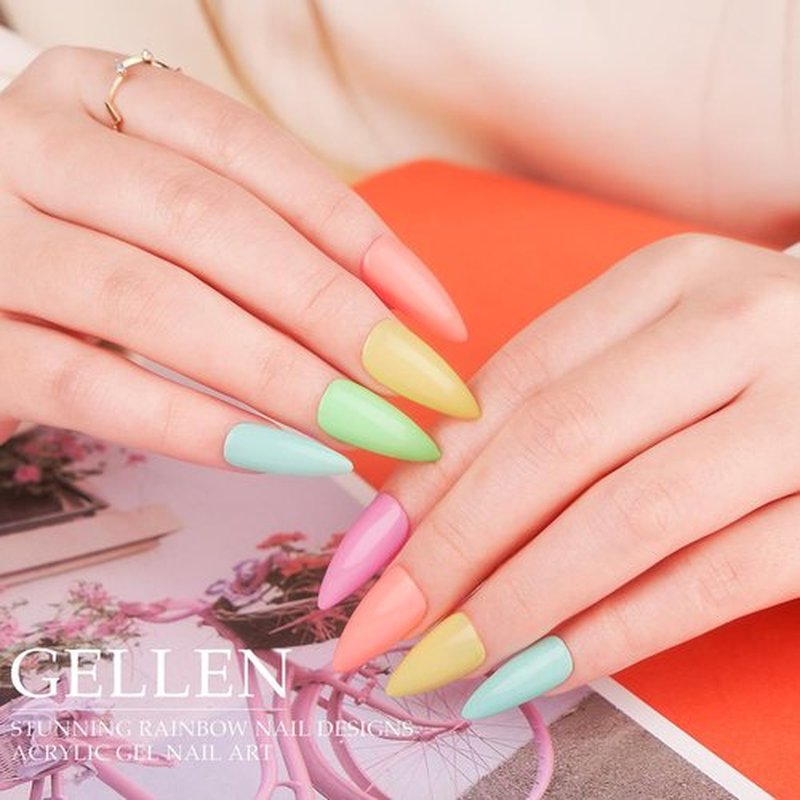 Gellen Gel Nail Polish Kit - 16PCS Pastel Dreamy Nail Polish Set With Top Base Coat, Spring Macaron Pink Blue Summer Gel Polish Soak Off UV Gel Manicure Salon Kit