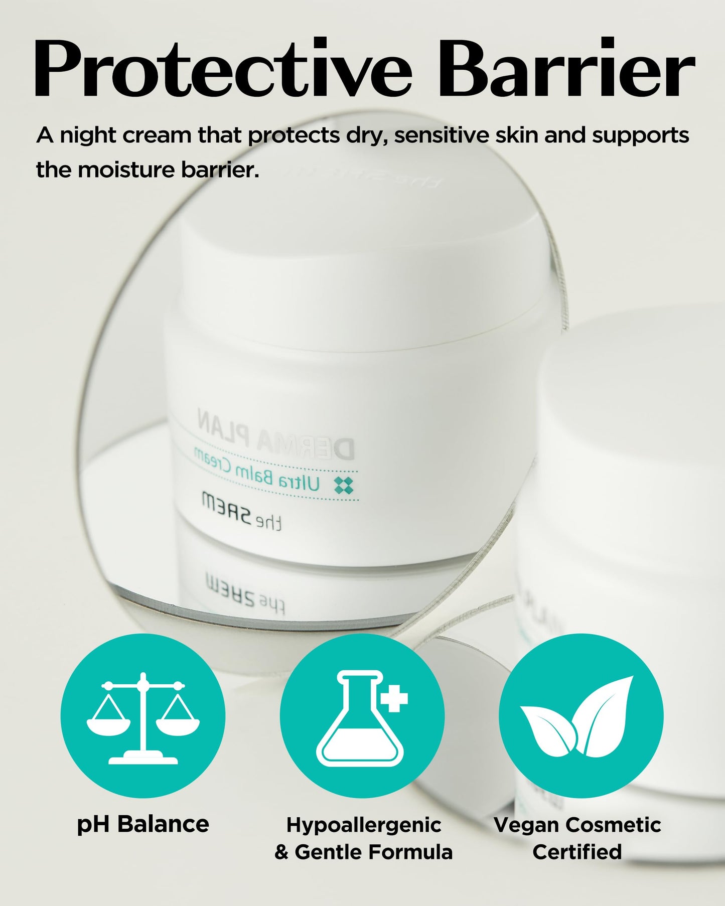 THESAEM Derma Plan Ultra Balm Cream 60ml / 2.02oz - Ceramide and Shea Butter Intensive Hydrating and Soothing Facial Cream, Vegan and Hypoallergenic Skin Care