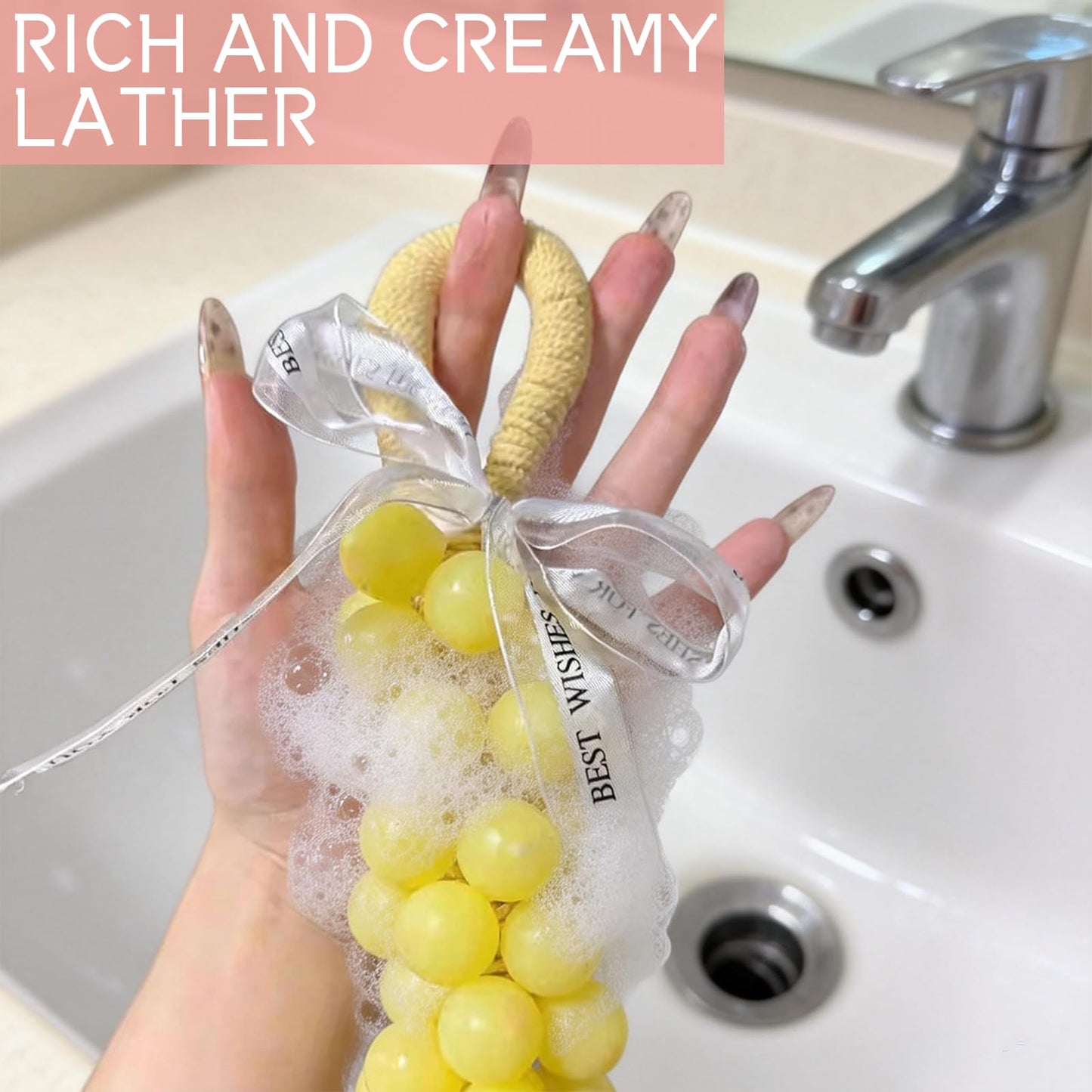 Tizee Grape Soap on a Rope - Handmade Cluster Bar Soap, Aromatic and Decorative for Bath, Washing Hands, and Fresh Air, Gift for Men Women (Purple,Osmanthus fragrance)