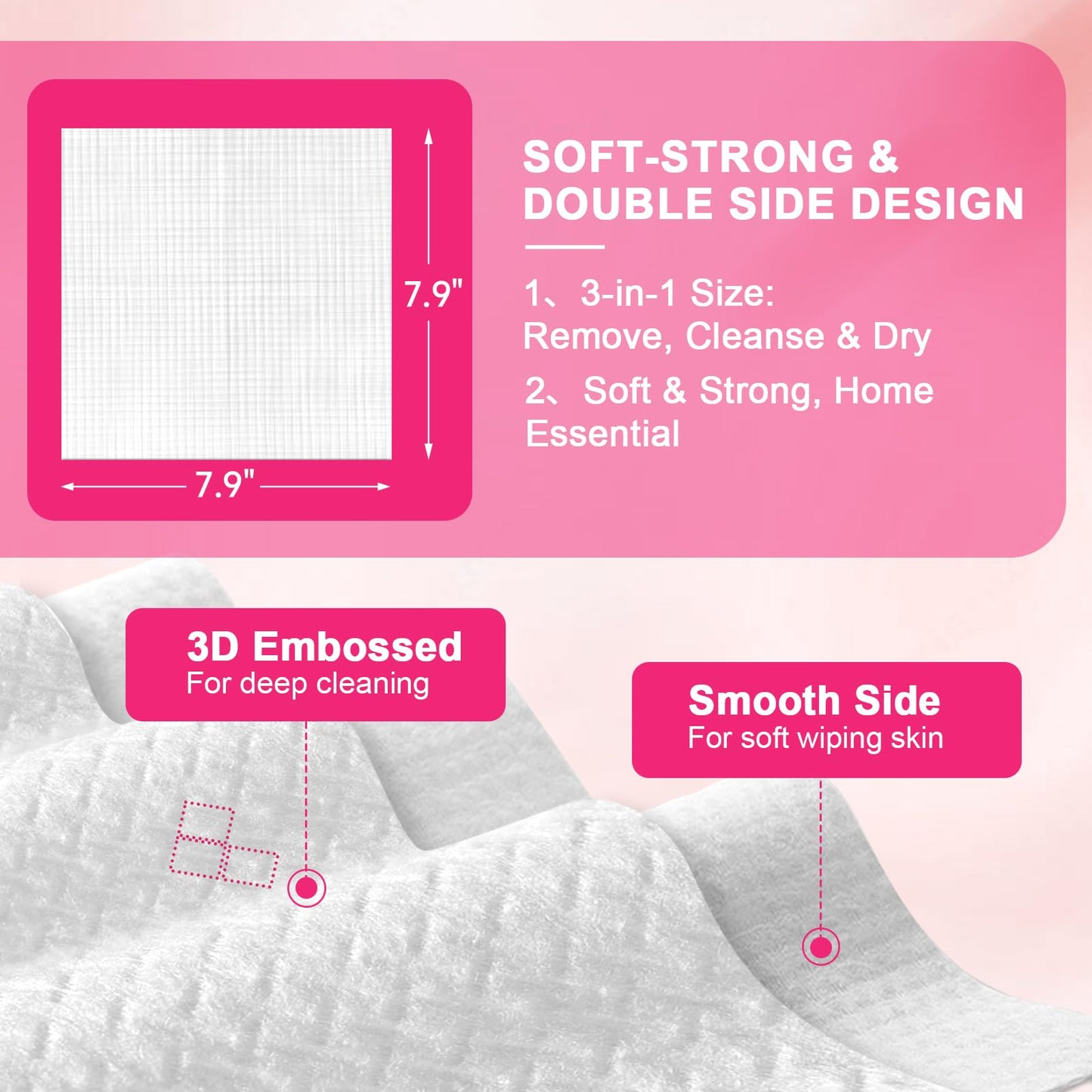 FACEMADE 120 Count Disposable Face Towels, 100% USDA Biobased Face Towelettes Disposable, Clean Facial Towels for Makeup and Clean Skin, Super Soft and Thick Dry Wipes Club
