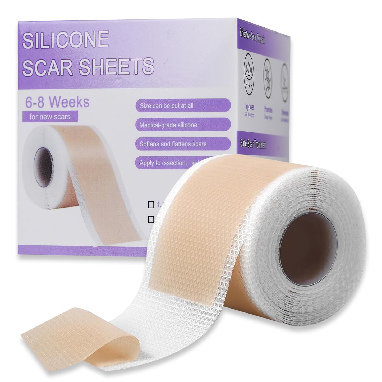 Silicone Scar Sheets for C-Section & Surgery - 3M Roll (1.6"x118") - Reusable & Hypoallergenic Scar Tape to Fade Scars from Acne, Burns, Keloid | Doctor Recommended