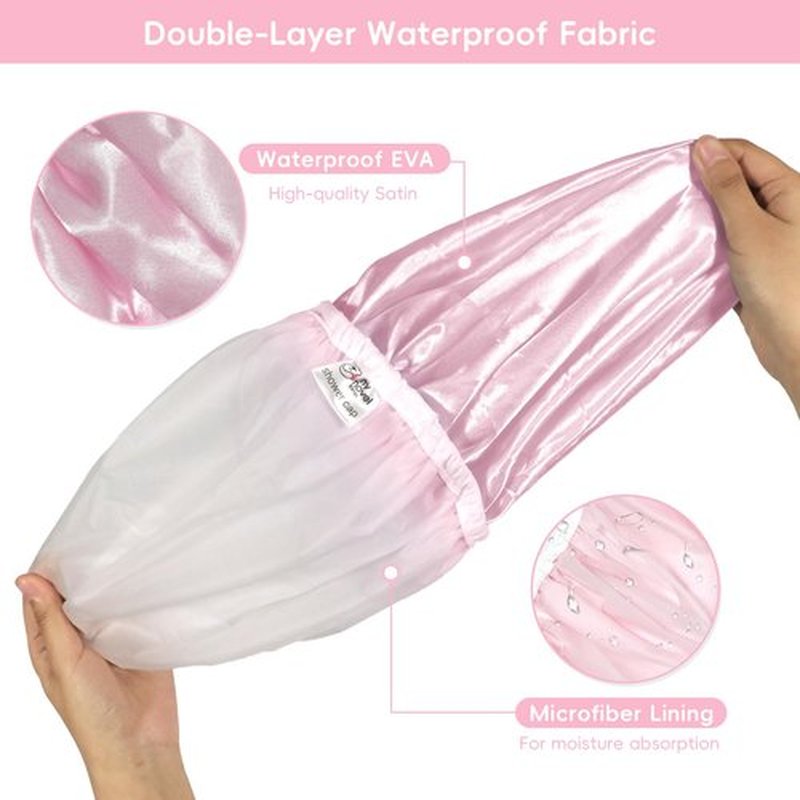 my novel things Hair towel wrap for women, Shower cap reusable waterproof, Shower cap and Hair Towel set, Come with a spa headband and wristbands Soft and Breathable for Long Thick Hair-SkinPink