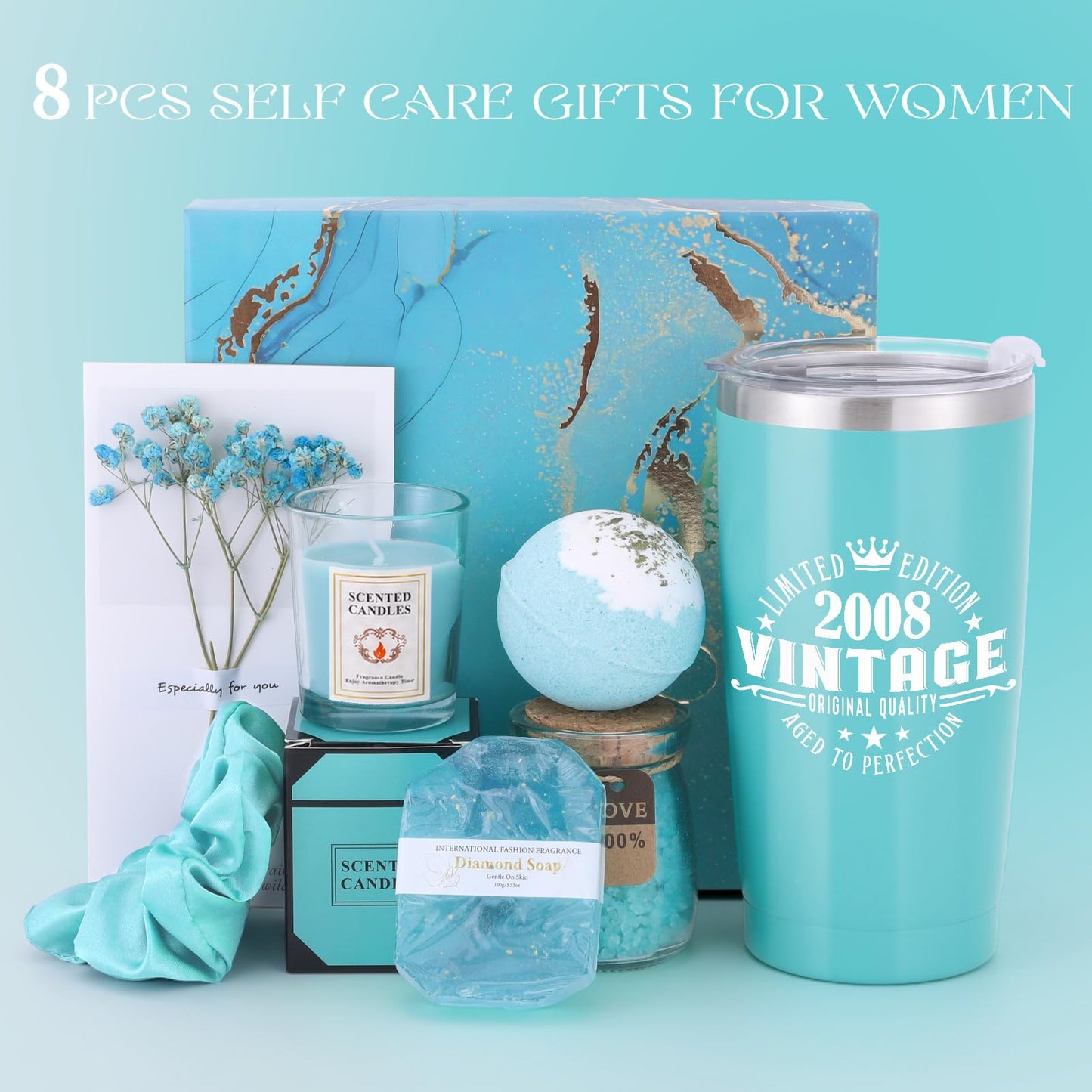 18th Birthday Gifts Women Spa Bath Basket Body Works Set For Yong Teenage Girl Daughter Friends Bestie College Student Classmate 18 Years Old Best Vintage 2008 Birthday Graduation Thanksgiving Gift