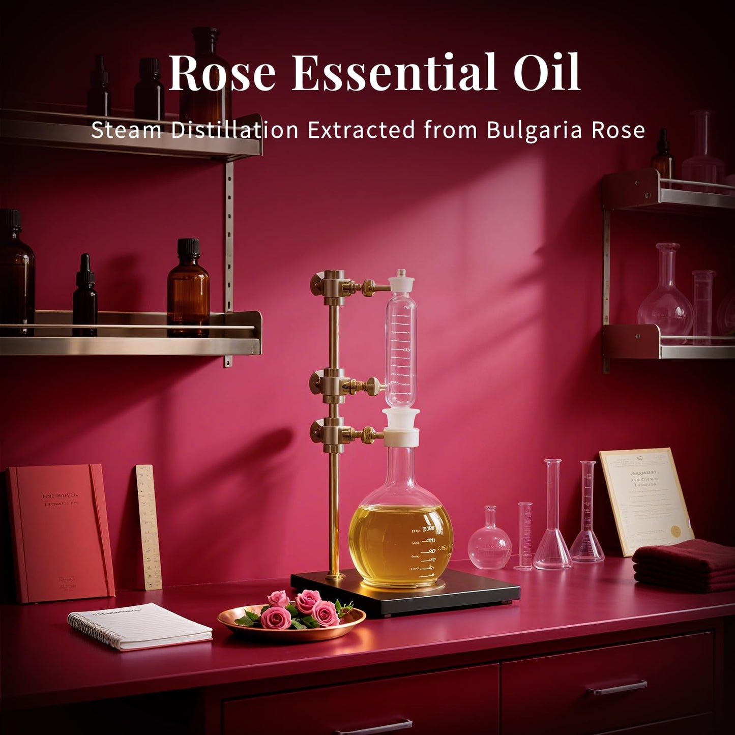 SU JUABA Rose Essential Oil 4 Fl Oz, Rose Oil for Face, Skin, Hair, Diffuser, Aromatherapy -118ml