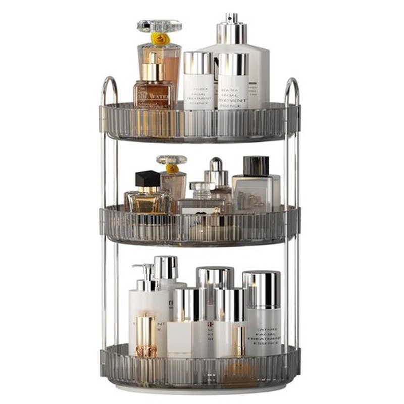 YCIA&DONE 360 Rotating Makeup Organizer and Storage for Vanity Countertop 3 Tiers, High Capacity Cosmetic Skincare Perfume Organizer for Dresser Bathroom Lazy Susan Organizer(Smoky Gray)