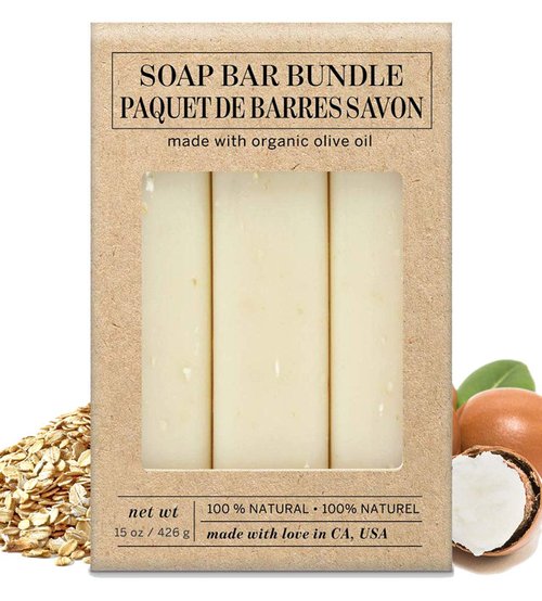 Olivia Care Exfoliating Bar Soap Pack by – 100% Natural & Organic - Infused with Shea Butter & Oats - Deep Clean, Refreshing, Moisturizing & Hydrating - Triple-Milled - X 5 OZ Oatmeal Shea Butter 3 Count (Pack of 3)