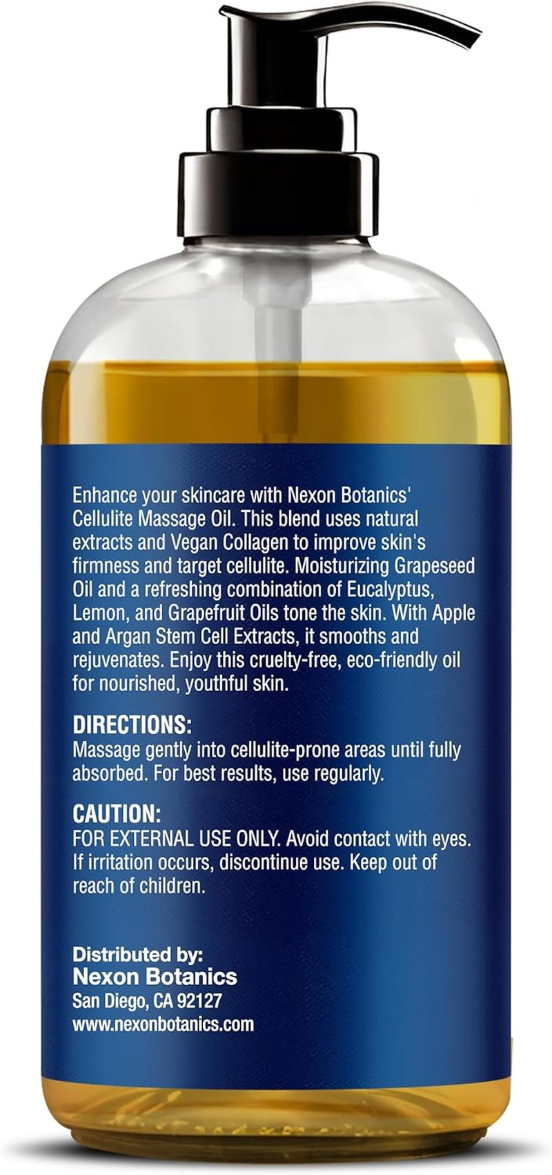 Anti-Cellulite Massage Oil - Natural Vegan Collagen & Stem Cells for Relaxation | 8 fl oz