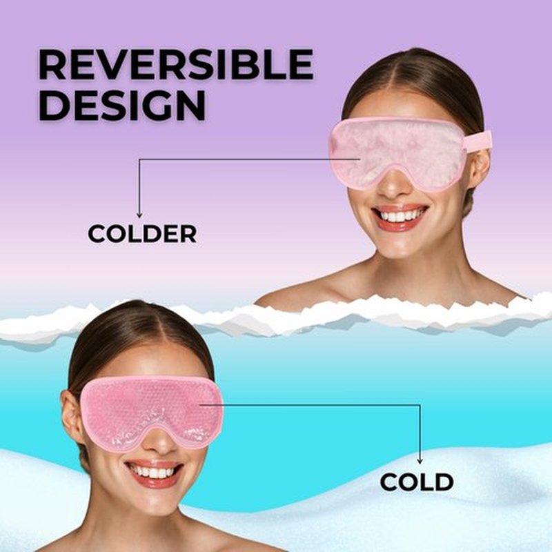 Cooling Gel Bead Eye Mask - Reusable Eye Mask with Cooling Gel for Puffiness, Migraines, Headaches & Post-Surgery Relief - Cold Eye Mask for Puffy Eyes & Relaxation (Pink)