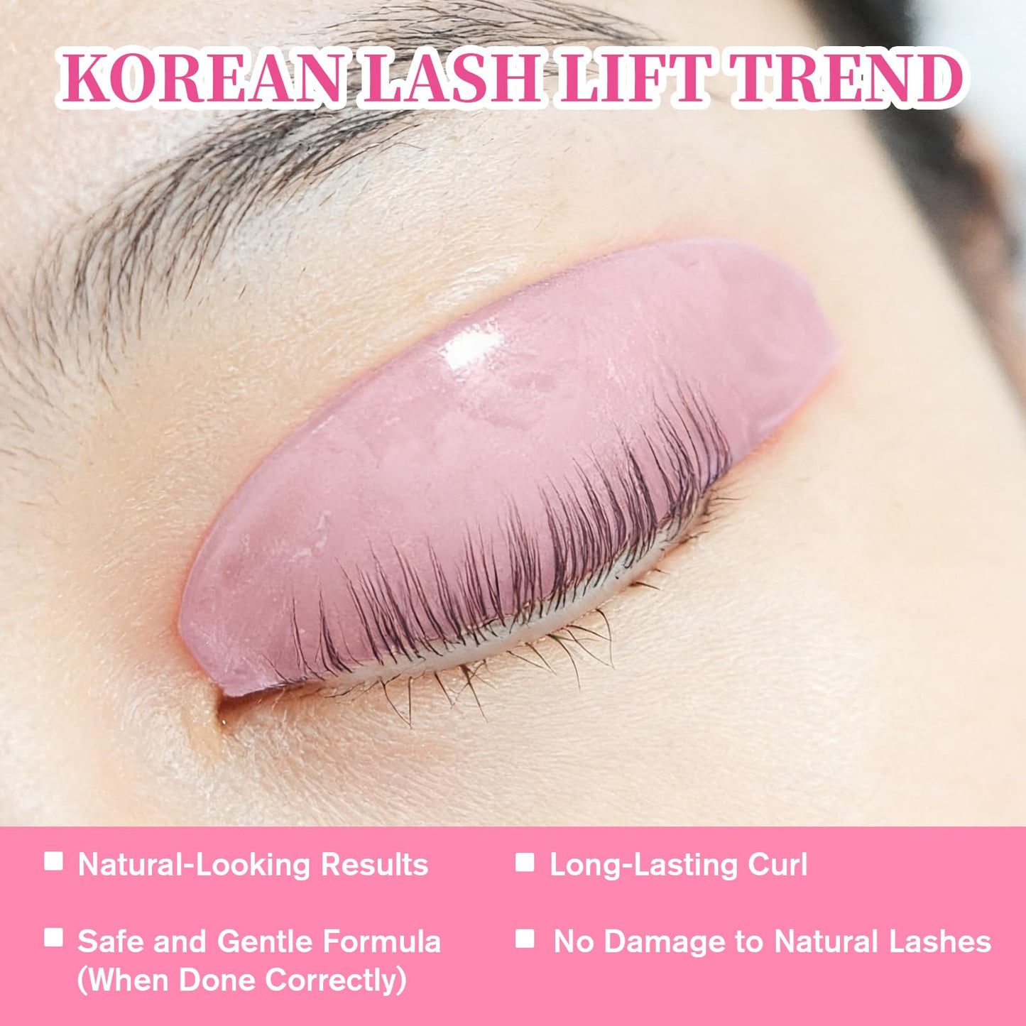 8Pcs Lash Lift Shields Flat, 1mm Thin Korean Lash Lift Pads for Eyelash Straightening and Lifting Super Sticky Glueless Reusable Silicone Lashes Rods for Eyelash Perm Lamination Salon Use(Rose)
