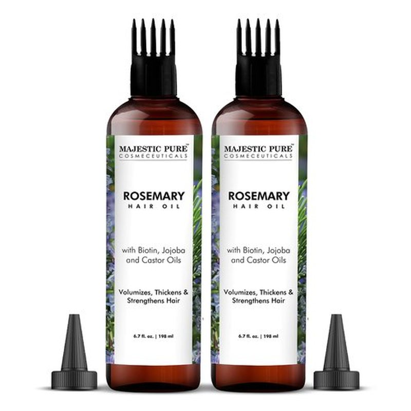 Majestic Pure 100% Pure Rosemary Oil with Vitamin E for Hair Care, Strengthening, Nourishing, and Volumizing Formula with Vitamin E & Argan Oil - Non GMO Verified, 6.7 Fl Oz (Pack of 2)
