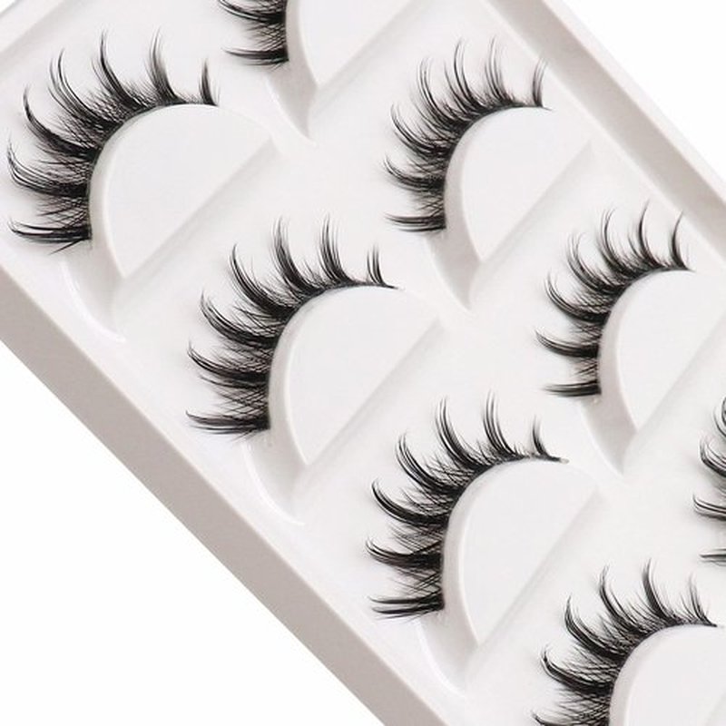 Veleasha Manga Lashes Spiky False Eyelashes 100% Handmade Eyelashes Natural Look Fake Lashes Lightweight Lashes with Soft Clear Band 5 Pairs Pack (009)