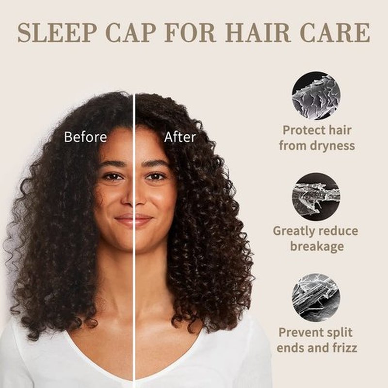 Fittia Satin Hair Bonnet for Sleeping, Silky No Frizzy for Curls Care, Adjustable Strap for Non-Slip, Dreadlocks Cap for Women&Men
