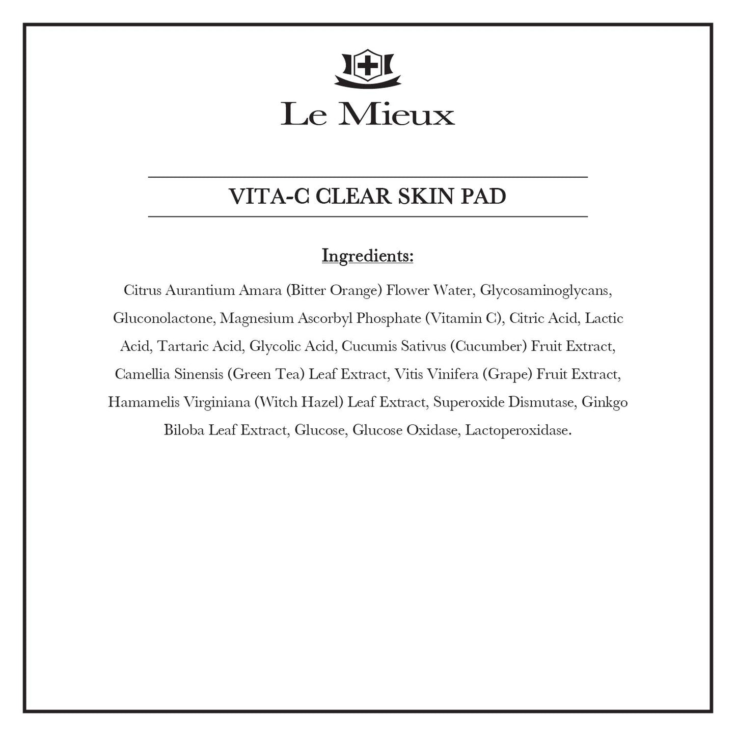 Le Mieux Vita-C Clear Skin Pads - Triple-Action Exfoliating Facial Pads with Glycolic Acid & Vitamin C (30 Count)