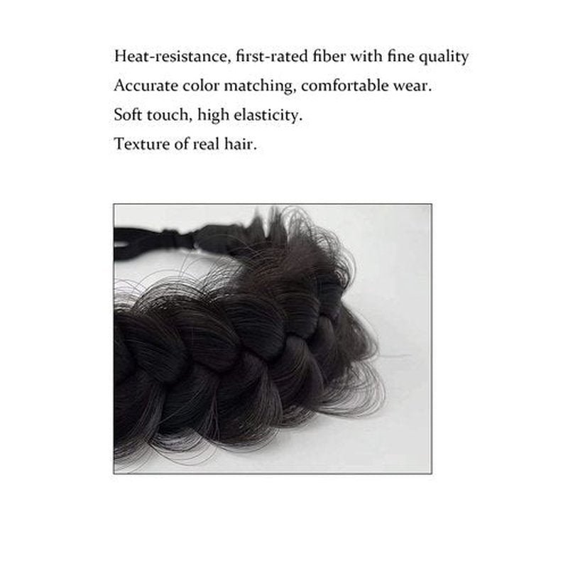 STHEJFB Braid Headband 2 3 Strands combinations Messy Wide Chunky Fluffy Elastic Stretch Hairpiece Braided Headband Women Girl Beauty accessory (Braid pioneer E)