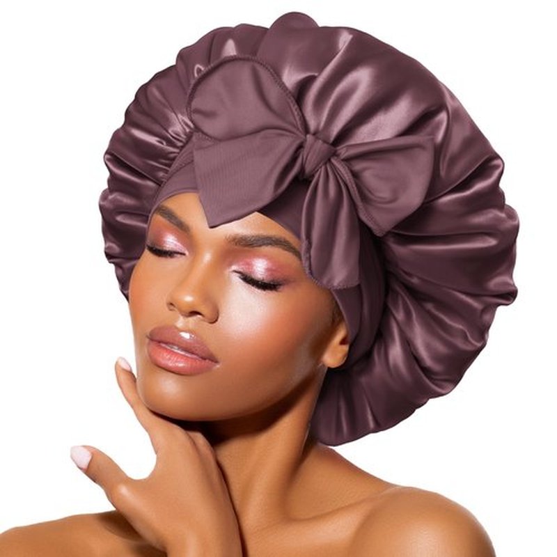 BONNET QUEEN Satin Bonnet Silk Bonnet for Sleeping Women Hair Bonnet Night Sleep Cap Scarf wrap for Curly Hair with tie Band Maroon