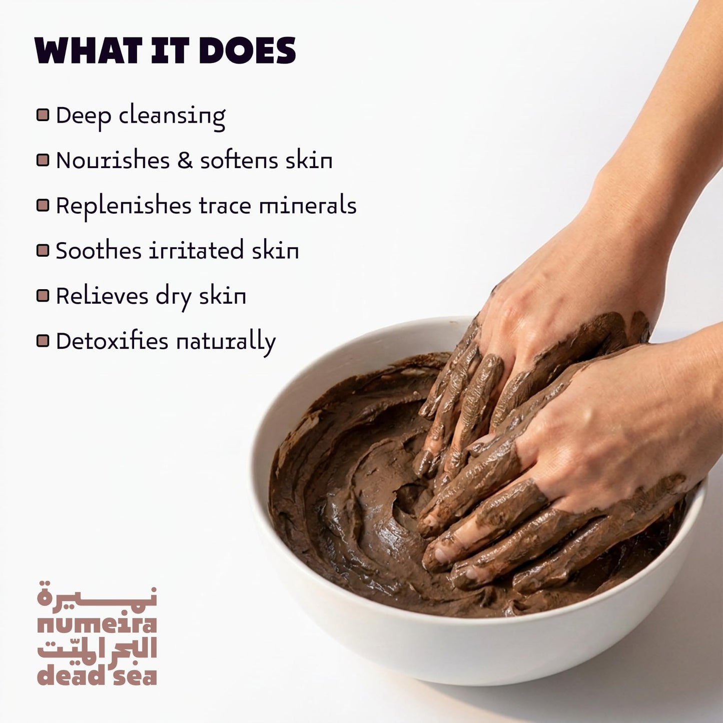 Numeira Dead Sea Mud Powder 100% Pure Cosmetic Clay Powder Rich in Minerals - Gentle Face Exfoliator for Deep Cleansing, Body Scrub, or Clay Mud Mask - Pore Cleansing & Skin Detox (1kg)