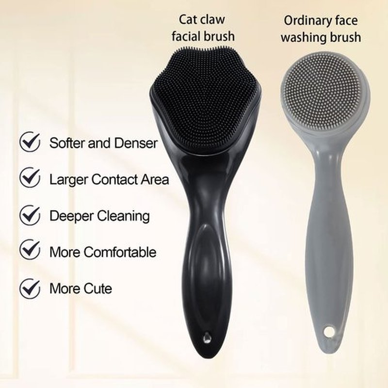 Silicone Face Scrubber Exfoliating Brush 2 Pack for Men, Beomeen Manual Handheld Facial Cleansing Brush Blackhead Scrubber, Soft Bristles Waterproof for Face Skincare, Black