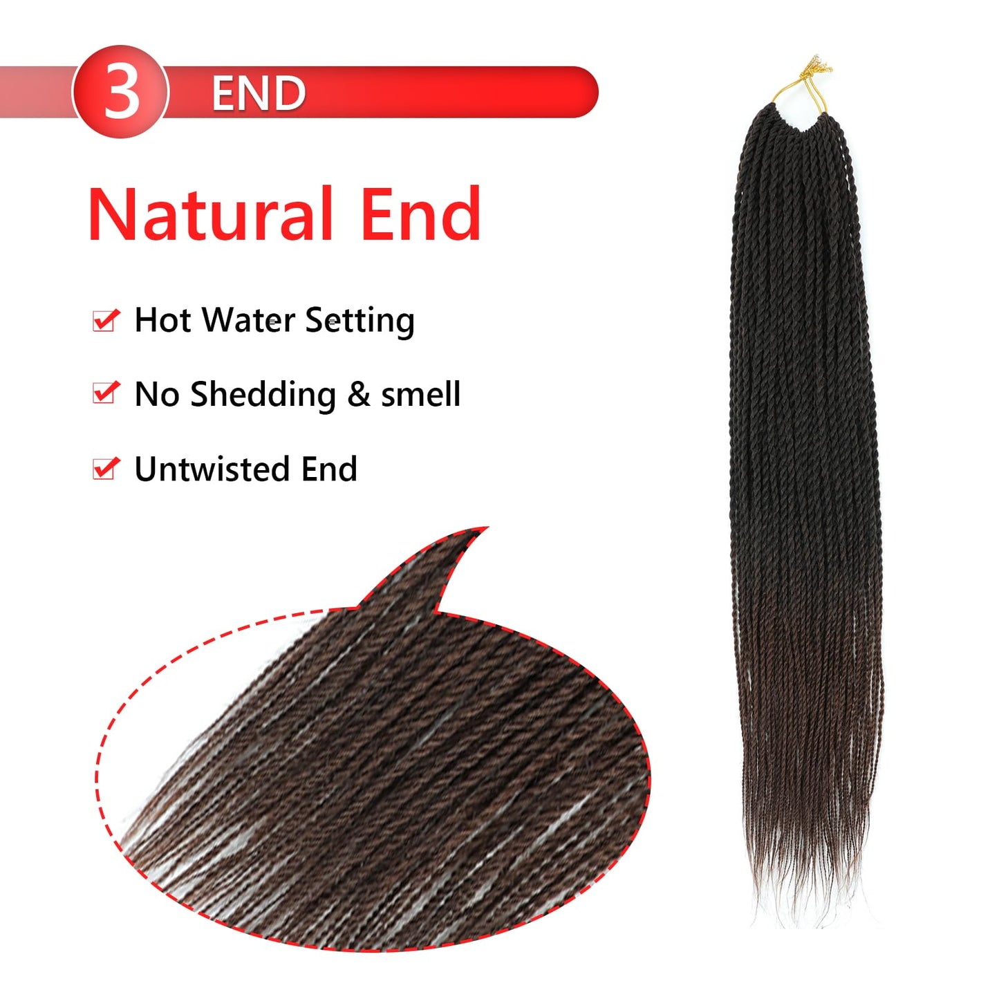 Senegalese Twist Crochet Hair for Black Women 24 Inch Pretwisted Crochet Hair 9 Packs Boho Goddess Twist Crochet Hair Pre Looped Hot Water Setting Crochet Twists with Natural Straight Ends