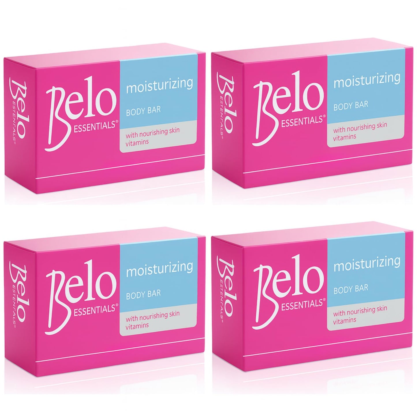 Belo Essentials Moisturizing Body Bar Gentle Cleansing Hydrating Bath Skincare Solution Smooth Texture Enhancer - 135g x 4 Bars