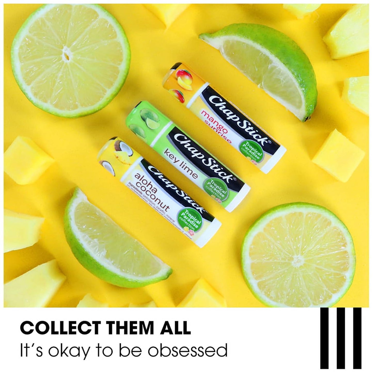 ChapStick Lip Care Set, Tropical Paradise Collection 3-Pack – Mango Sunrise, Key Lime & Aloha Coconut Lip Balm, 0.15 Oz Ea